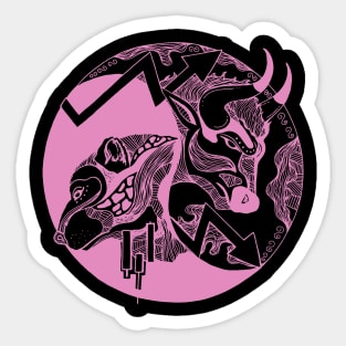 Light Pink Bull and Bear Sticker